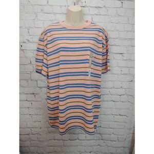 ThereAbouts Boys Size XXL (22H) Peach/Blue/Green Striped Sleeve T-shirt
